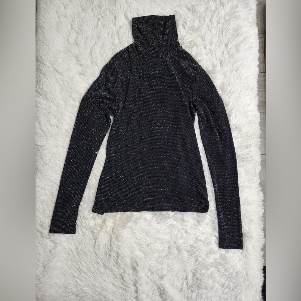 H&M Black Sparkle Turtleneck Top
